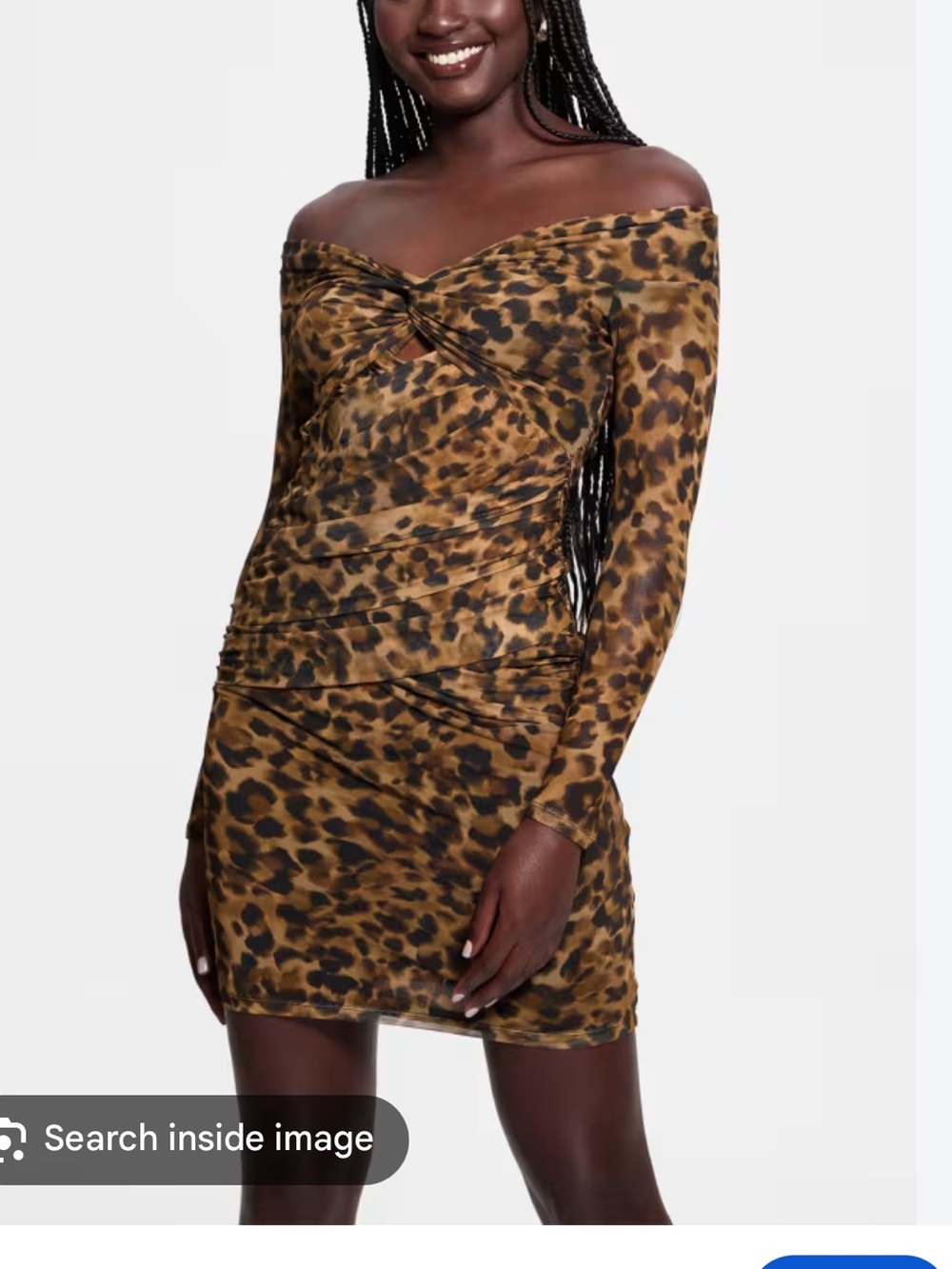 Nwt Guess Off-Shoulder Leopard Print Mini Dress - Brown/Black